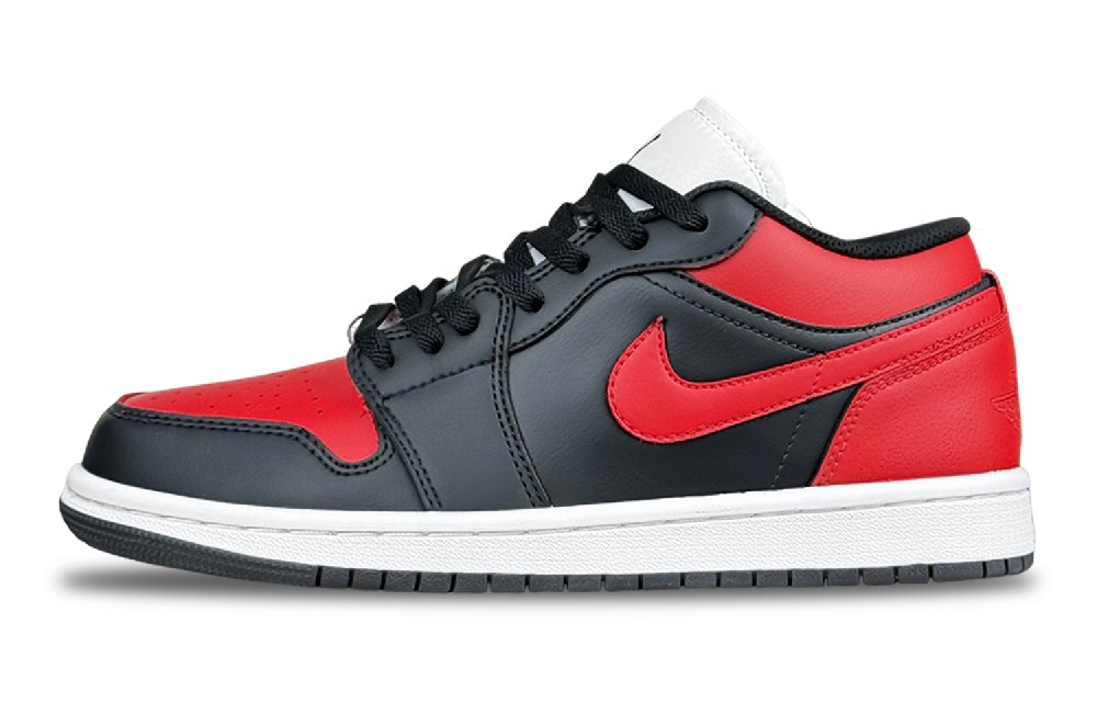 Jordan Air Jordan 1 Abrasion Resistant Low Top Vintage Basketball Shoes Unisex Black Red