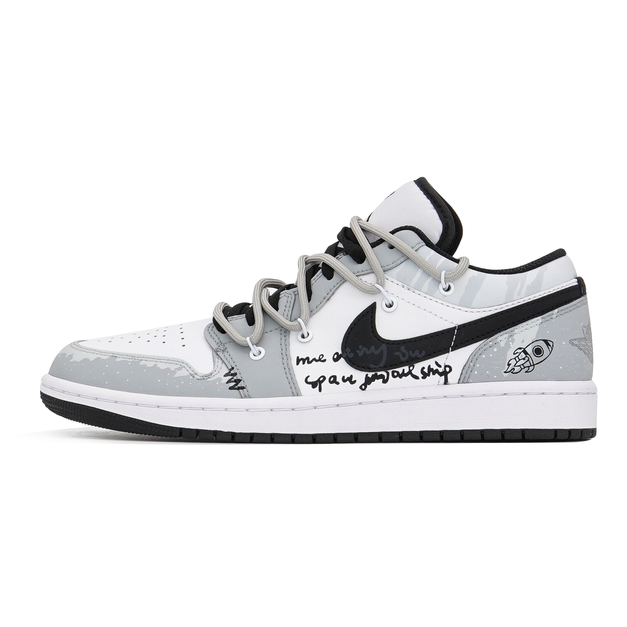 Jordan Air Jordan 1 Low top Vintage Basketball Shoes Men's Gray White