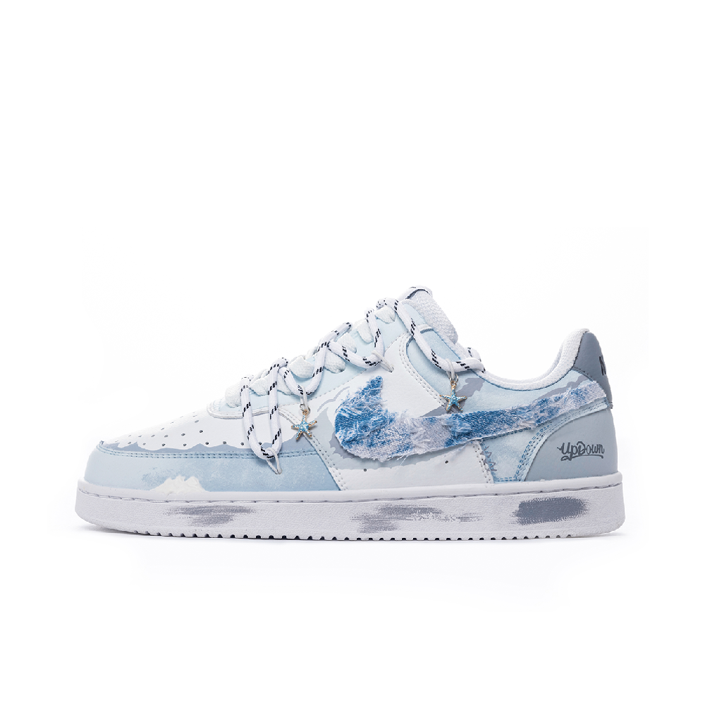 Nike Court Vision P.M.S Seaweed Whisper Slip Resistant Low Top Skateboard Shoes Men's Blue White