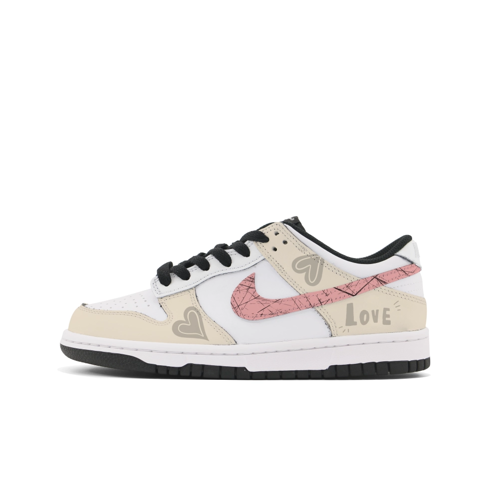 Nike Dunk Abrasion Resistant Low top Skateboard Shoes Unisex Beige