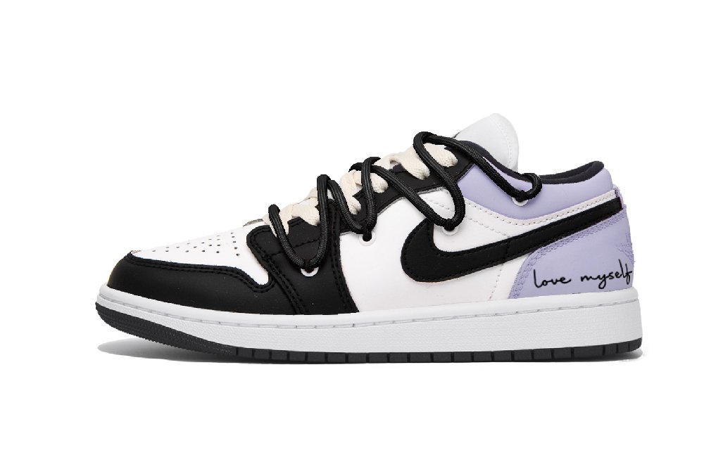 Jordan Air Jordan 1 Puppy Fragment Low-Top Vintage Basketball Shoes Women's Black Purple