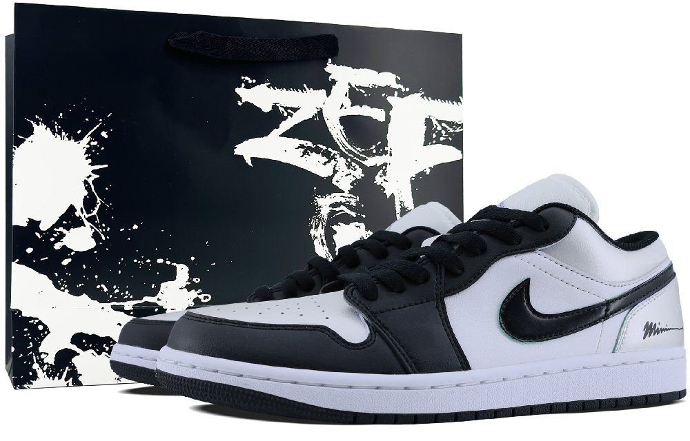 Jordan Air Jordan 1 Abrasion Resistant Low Top Vintage Basketball Shoes Men's Black Silver Toe