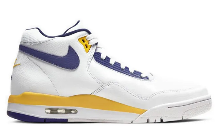 Nike Flight Legacy Anti-Slip Wear-Resistant Mid-Top Vintage Basketball Shoes Men's White Blue Yellow