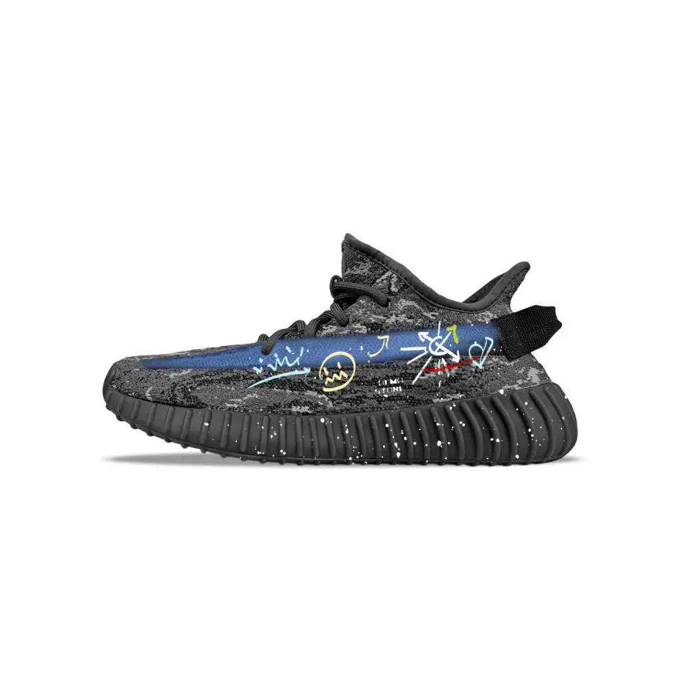Adidas Originals Yeezy Boost 350 V2 Abrasion Resistant Low top Casual Shoes Unisex Black Blue