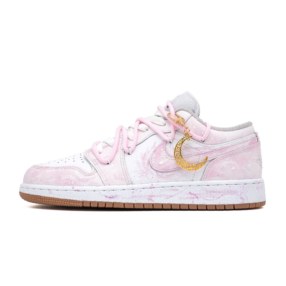 Jordan Air Jordan 1 Distant Coral Cushioning, Wear Resistant Low Top Vintage Basketball Shoes Unisex Light Pink