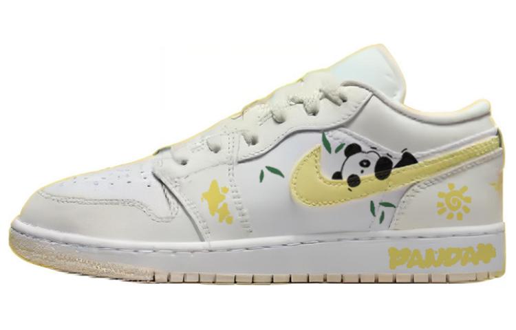 Jordan Air Jordan 1 Wear-Resistant Slip-Resistant Low-Top Vintage Basketball Shoes Women's White Yellow