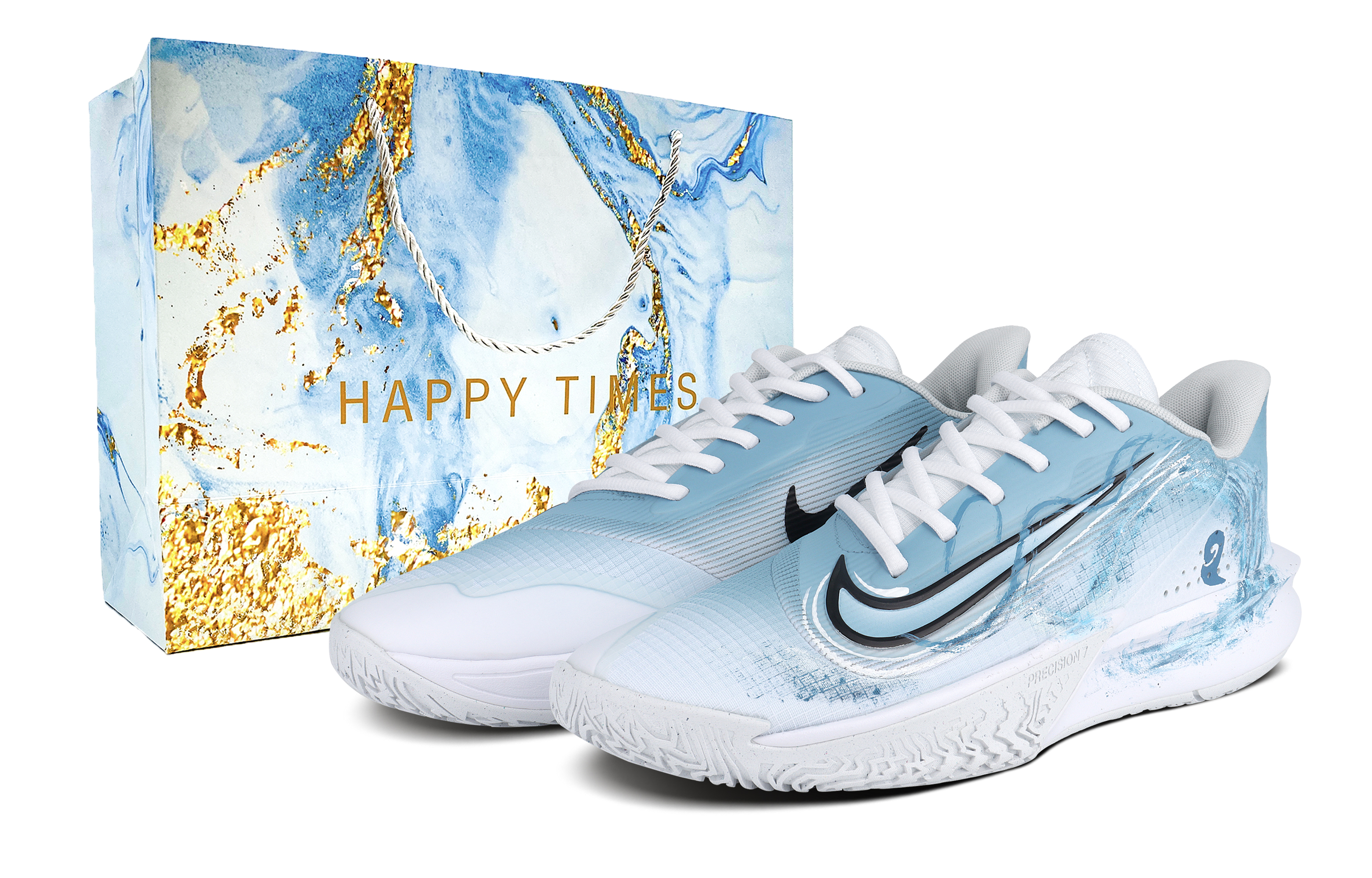 Nike Precision 7 Abrasion Resistant Slip Resistant Low top Backboard Men's White Blue