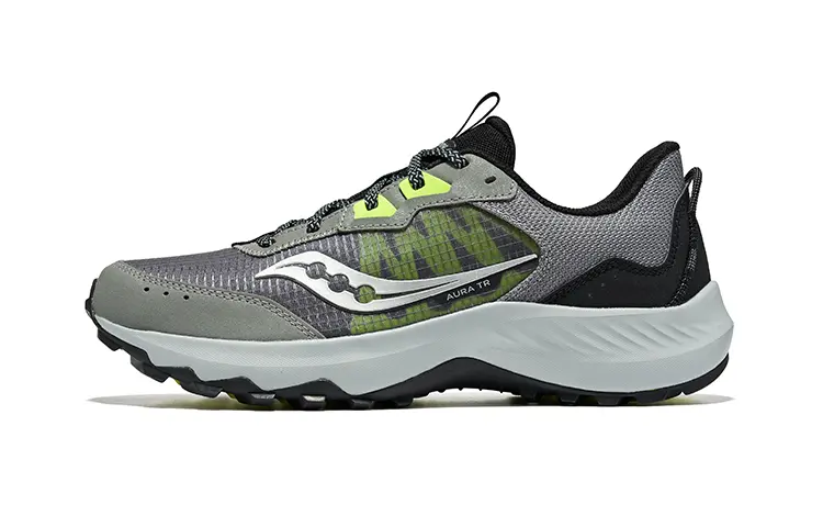 Saucony AURA TR Abrasion Resistant Breathable Low Top Casual Running Shoes Men's Gray Yellow
