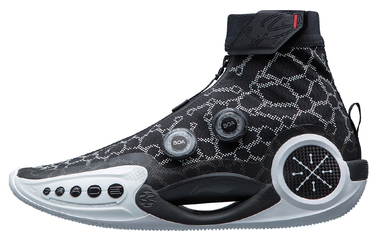 LiNing WOW 9 Wear-Resistant Slip-Resistant High-Top Performance Basketball Shoes Men's Black White