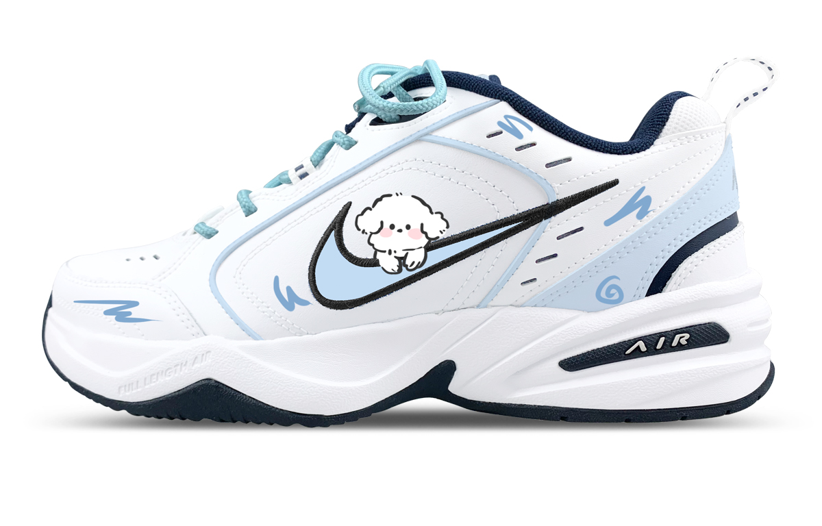Nike Air Monarch 4 Slip Resistant Low top Chunky Sneakers Unisex White Blue
