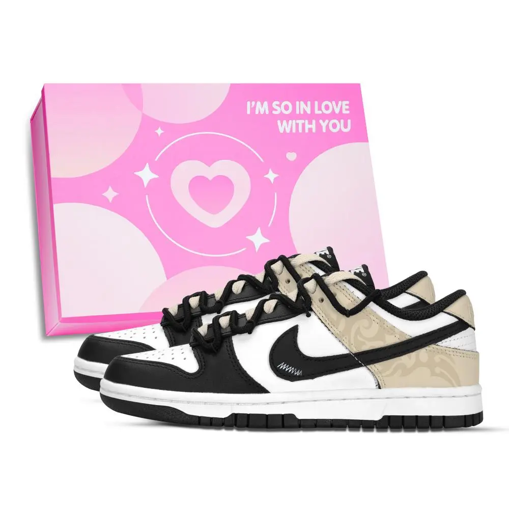 Nike Dunk Ink Texture Thermal Slip Resistant And Abrasion Resistant Low top Skateboard Shoes Unisex Black White Yellow