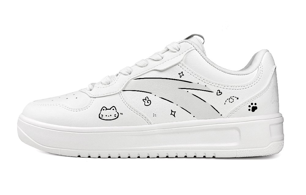 Anta Relaxed Lightweight Anti Slip Low Top Skateboard Shoes Women's Black White