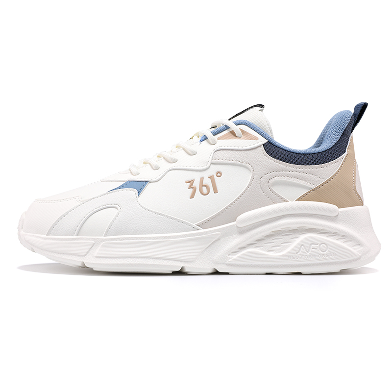 361° Slip Resistant Abrasion Resistant Low top Casual Running Shoes Men's White Brown Blue