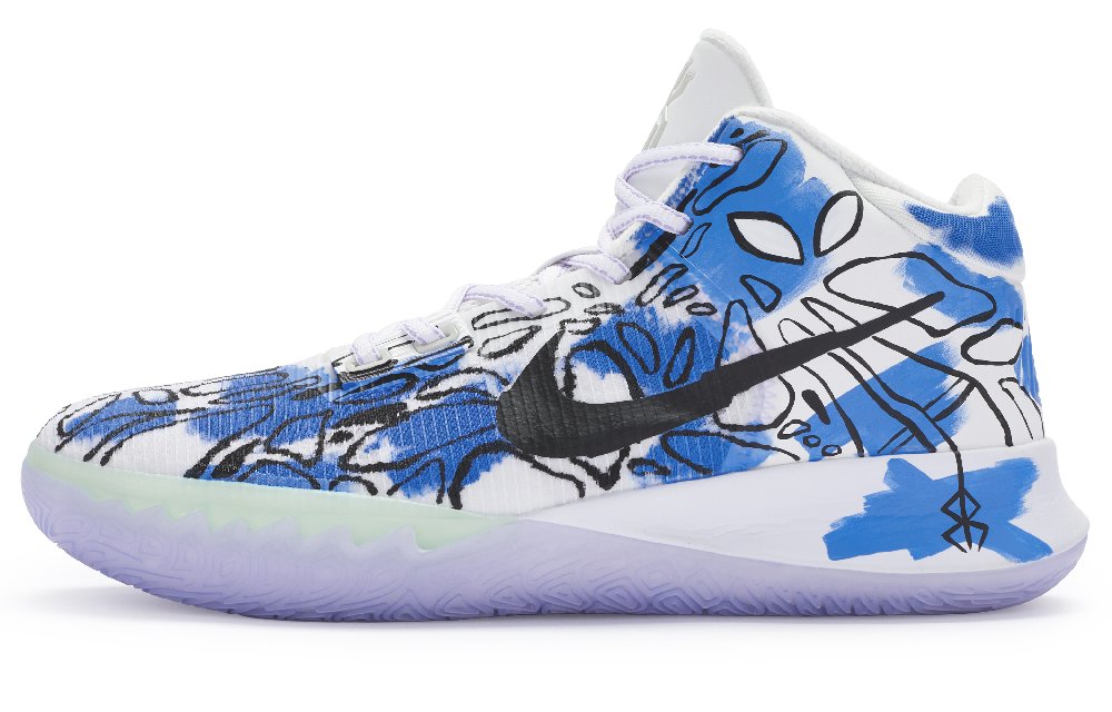 Nike Flytrap 4 EP Slip-Resistant Cushioning Abrasion-Resistant Mid-Top Basketball Shoes Men's Blue Black White