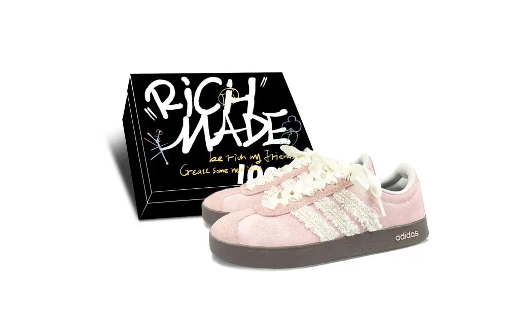 Adidas VL COURT 2.0 Slip Resistant Abrasion Resistant Low top Skateboard Shoes Unisex Pink