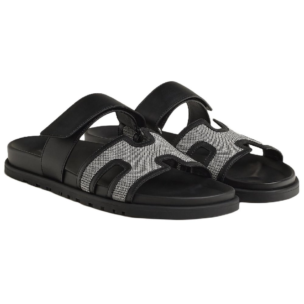 HERMES Chypre Slide Slippers Men's Black