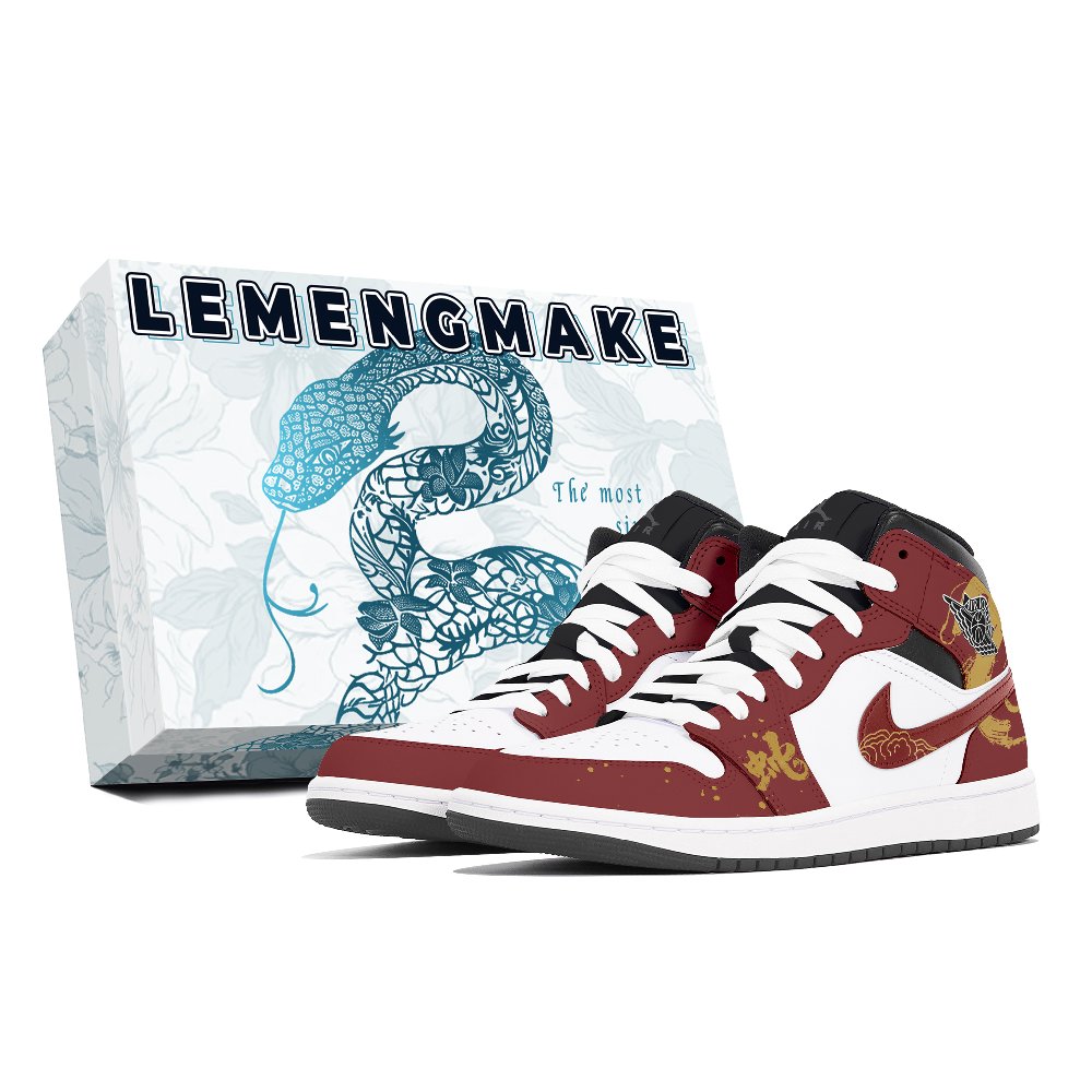 Jordan Air Jordan 1 Abrasion-Resistant Mid-Top Vintage Basketball Shoes Unisex Red White