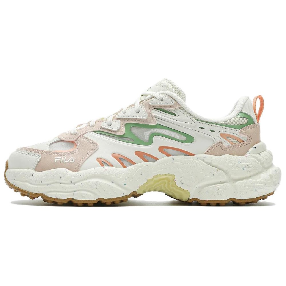FILA Fern Fern Sneakers Breathable Support Low-Top Chunky Sneakers Women's White Pink