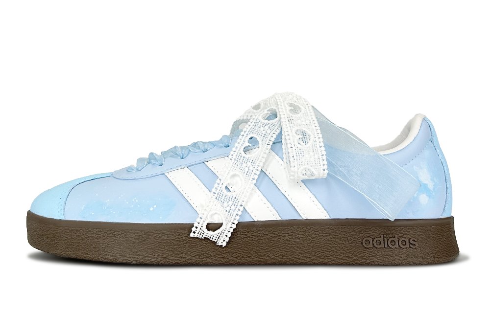 Adidas Vl Court Classic Summer Cloudy Sky Abrasion Resistant Low Top Skateboard Shoes Unisex Sky Blue