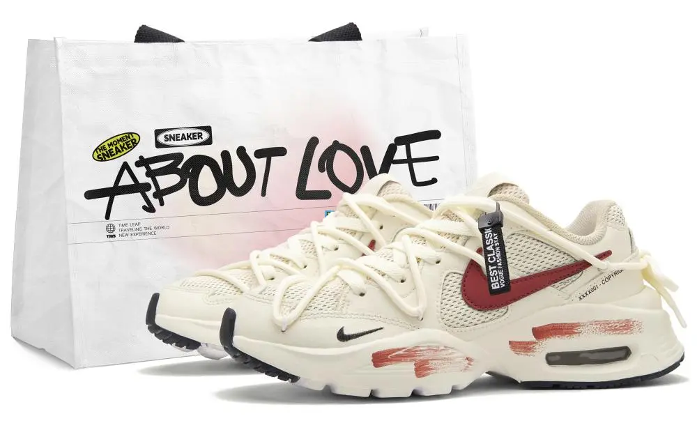 Nike Air Max Fusion Low top Casual City Commute Running Shoes Unisex Beige White Red