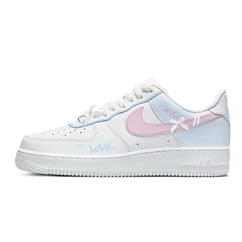 Nike Air Force 1 Sweet Star Fallen Blue Abrasion Resistant Low Top Skateboard Shoes Women's Blue Pink