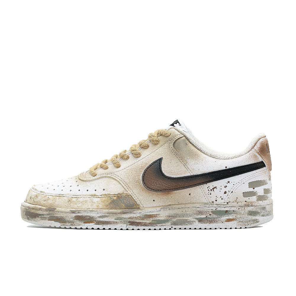Nike Court Vision 1 Abrasion Resistant Balance Breathable Low Top Skateboard Shoes Men's White Brown