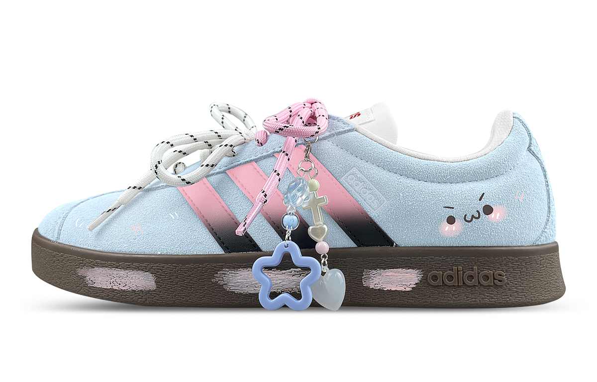 Adidas VL COURT 2.0 Cushioning, Wear Resistant Low top Skateboard Shoes Unisex Blue Pink