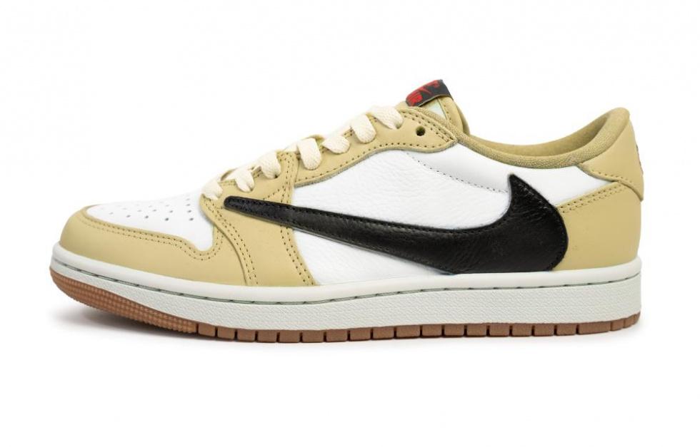 Jordan Travis Scott X Air Jordan Cushioned Slip-Resistant Low-Top Vintage Basketball Shoes Unisex Black White Brown