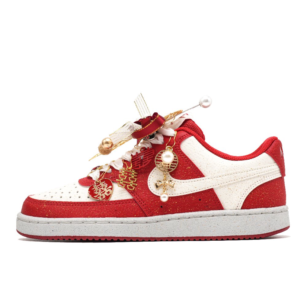 Nike Court Vision A Match Made In Heaven Non slip Lightweight Low top Skateboard Shoes Women's White Red