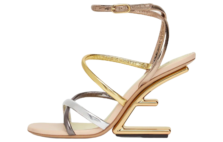 FENDI First One Strap Sandals Women's Gold And Silver