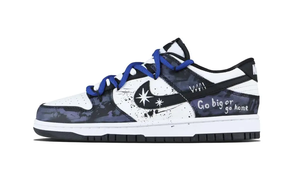 Nike Dunk Ink Splatter Journey Abrasion Resistant Low top Skateboard Shoes Unisex Blue Black