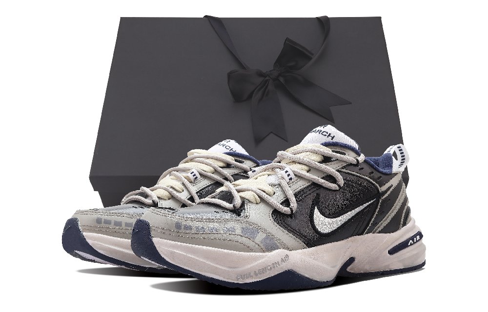 Nike Air Monarch 4 Anti Slip Wear Resistant Low Top Chunky Sneakers Unisex Gray White