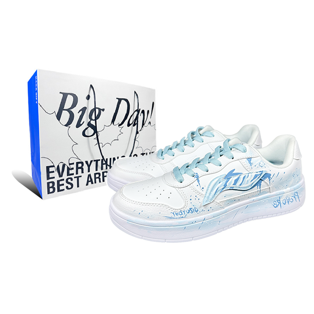 LiNing Pontoon Boats Wear Resistant Breathable Height Increasing Low Top Skateboard Shoes Men's Blue