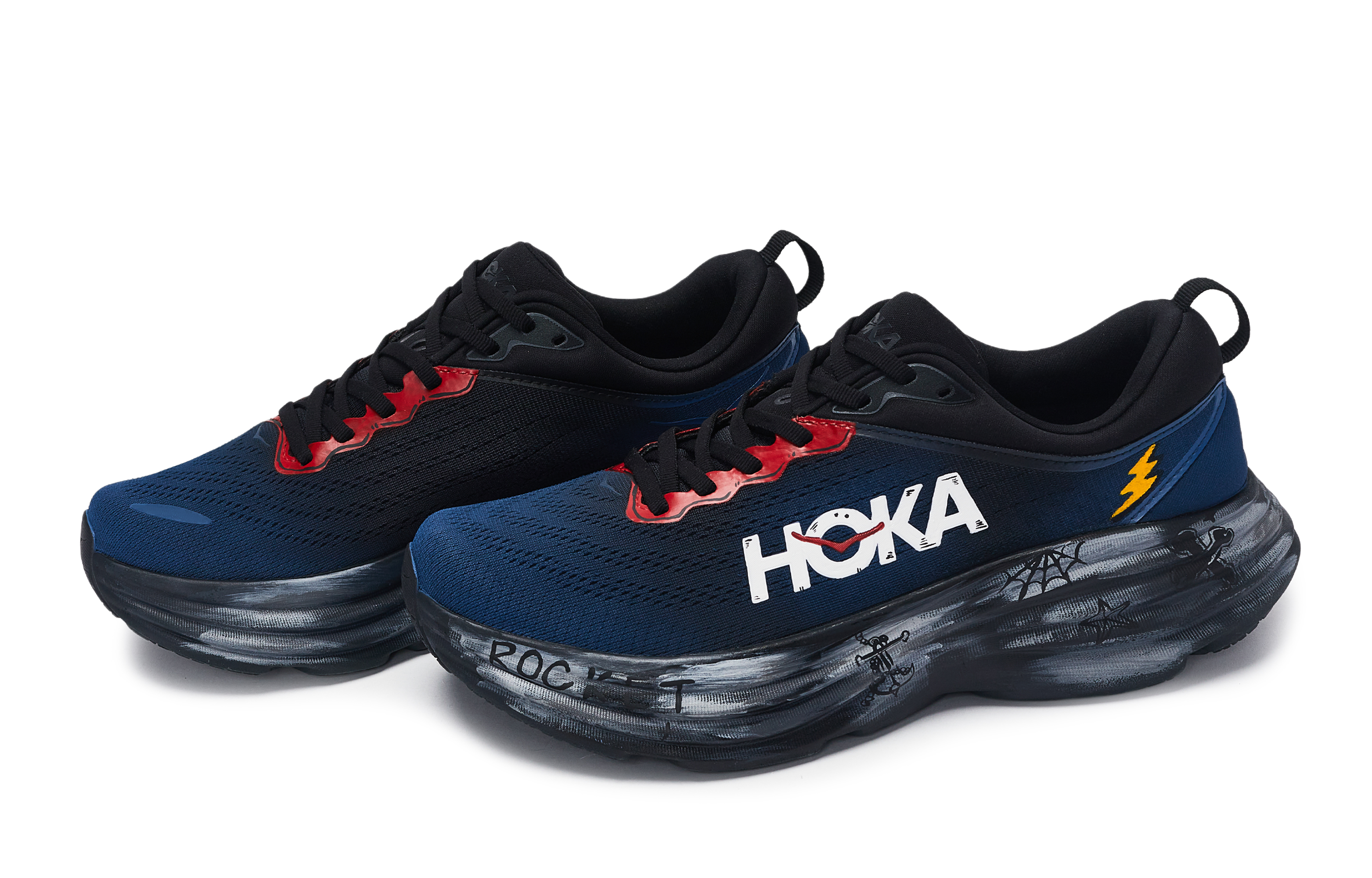 HOKA ONE ONE Bondi 8 Abrasion Resistant Low Top Running Shoes Men's Black Blue Red купить в интернет-магазине Yoocart с быстрой доставкой по России.