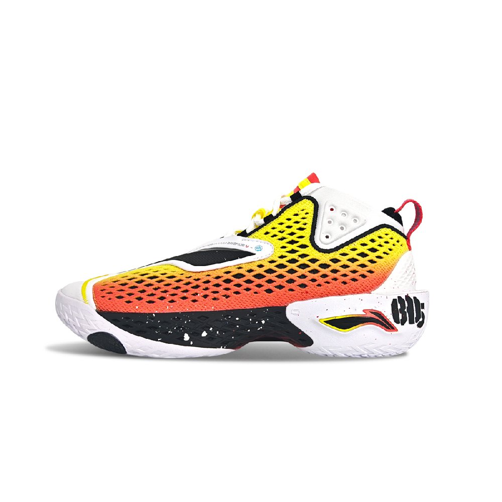 LiNing BadFive 5 Shock Absorbers Slip Resistant Abrasion Resistant Mid Top Basketball Shoes Men's Black White Yellow