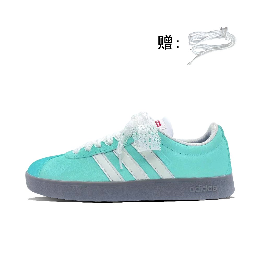 Adidas Vl Court Classic Jade Ripples Wear-Resistant Slip-Resistant Low-Top Skateboard Shoes Unisex Cyan