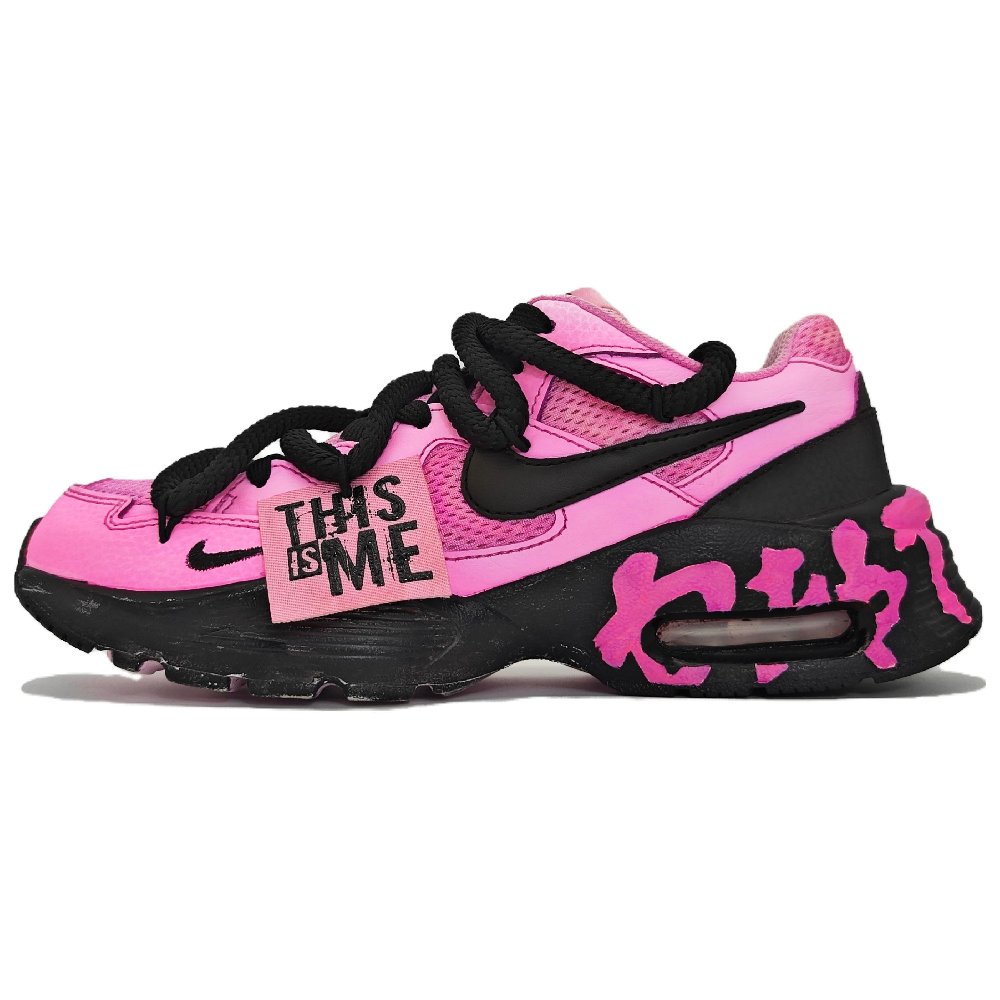 Nike Air Max Fusion Cushioned Slip-Resistant Abrasion-Resistant Low-Top Casual Running Shoes Women's Black Pink