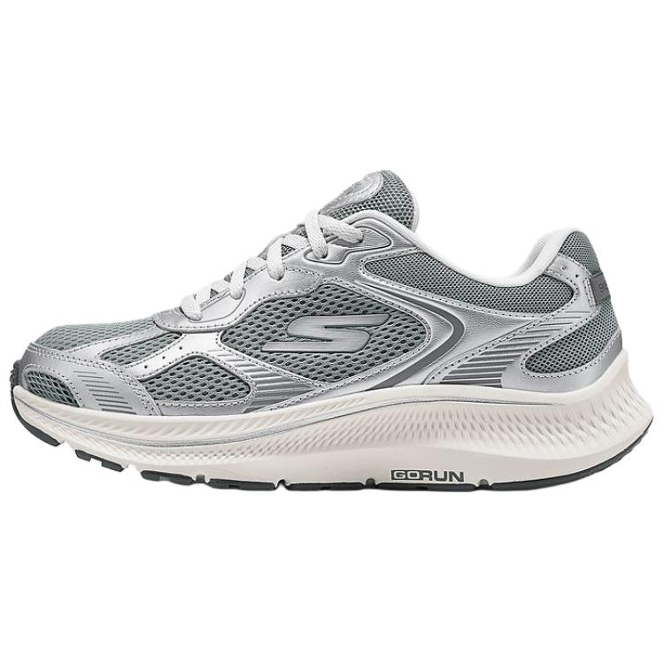 Skechers Women's GO Series Cushioning, Breathable, And Resilient Design Low Top Running Shoes Women's Silver Green