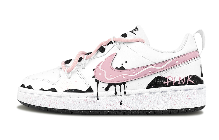 Nike Court Borough Low-Top Skateboard Shoes Women's Black White Pink