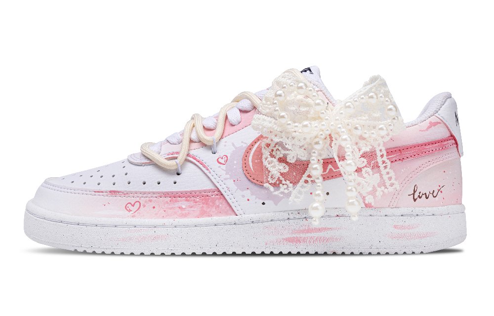 Nike Court Vision 1 Anti Slip Wear Resistant Low Top Skateboard Shoes Women's Pink