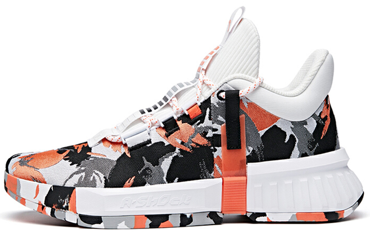 Anta Advanced Player Collection Cushioned Slip-Resistant Abrasion-Resistant Mid-Top Basketball Shoes Black White Orange