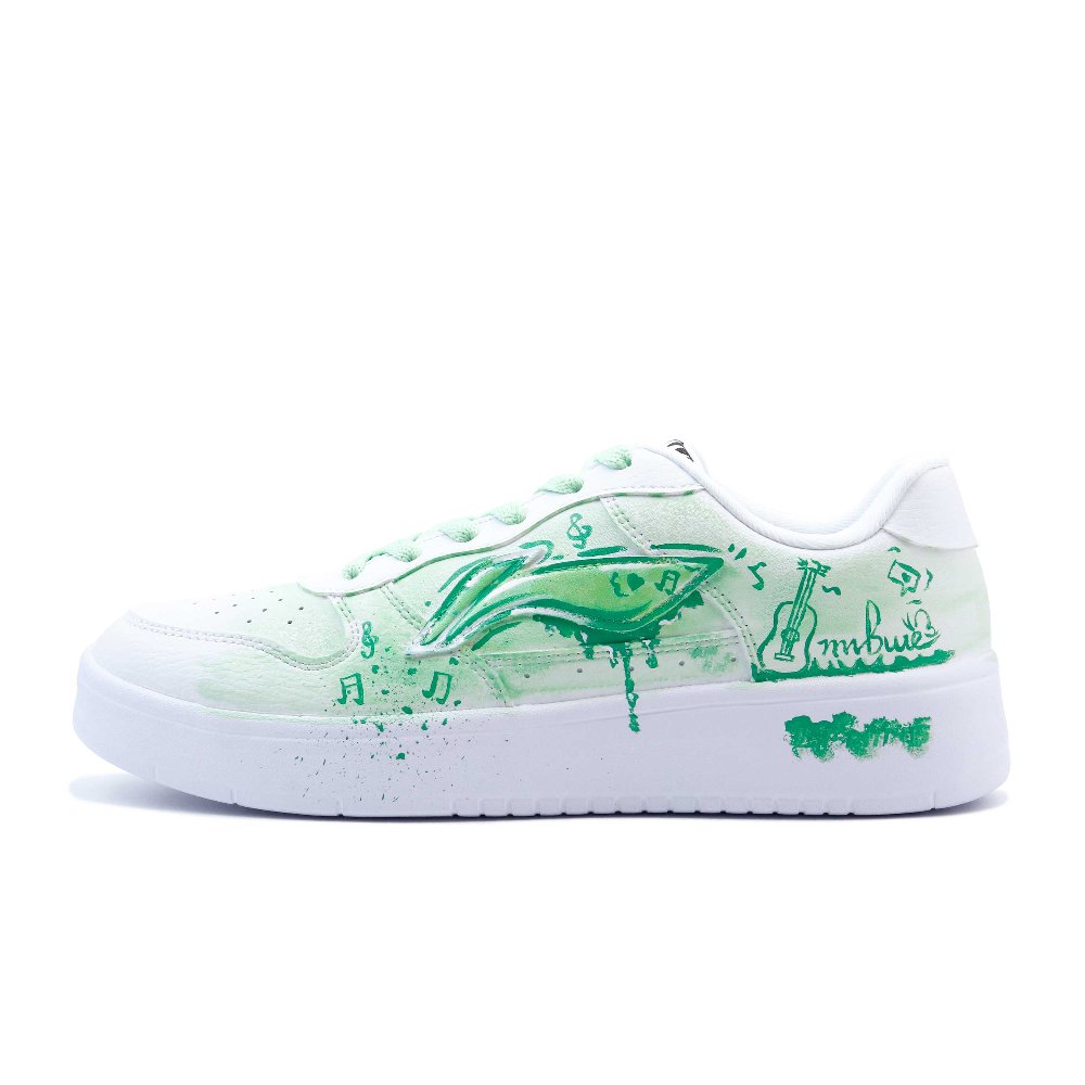 LiNing Pontoon Boats Lightweight Shock Absorbers Low Top Skateboard Shoes Unisex White Green