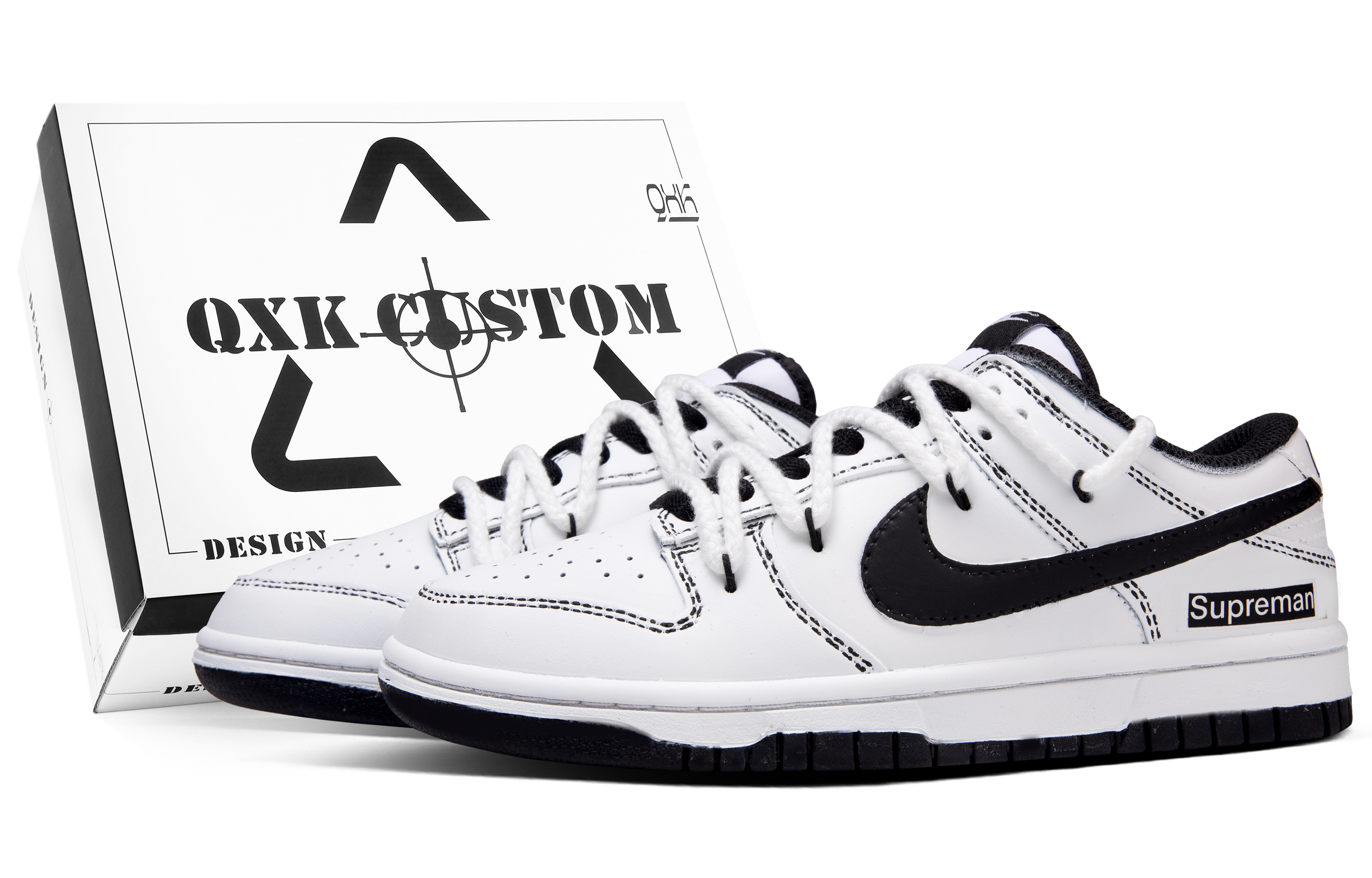 Nike Dunk Alien, Box Abrasion Resistant Low Top Skateboard Shoes Unisex Black White