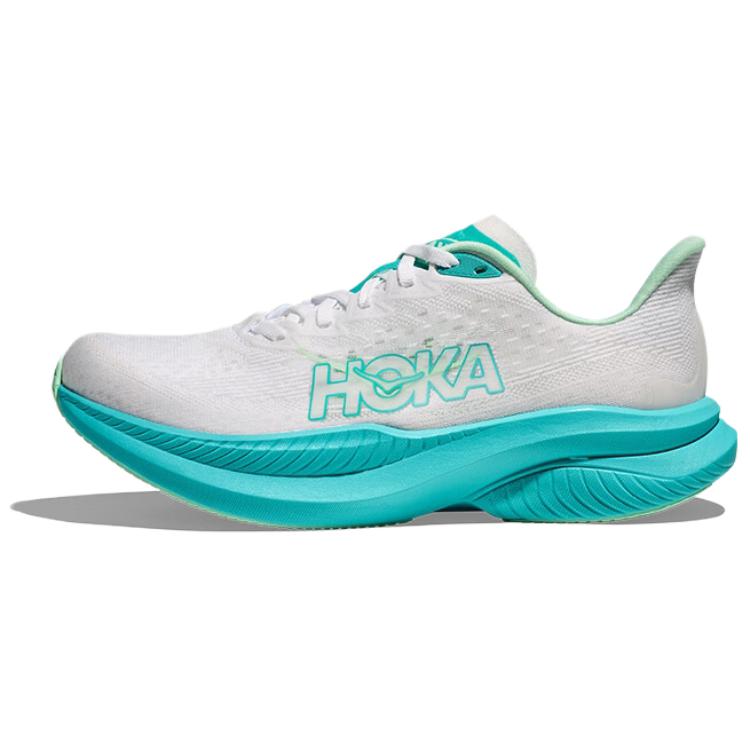 HOKA ONE ONE MACH 6 Anti Slip Wear Resistant Low Top Running Shoes Women's White Cyan
