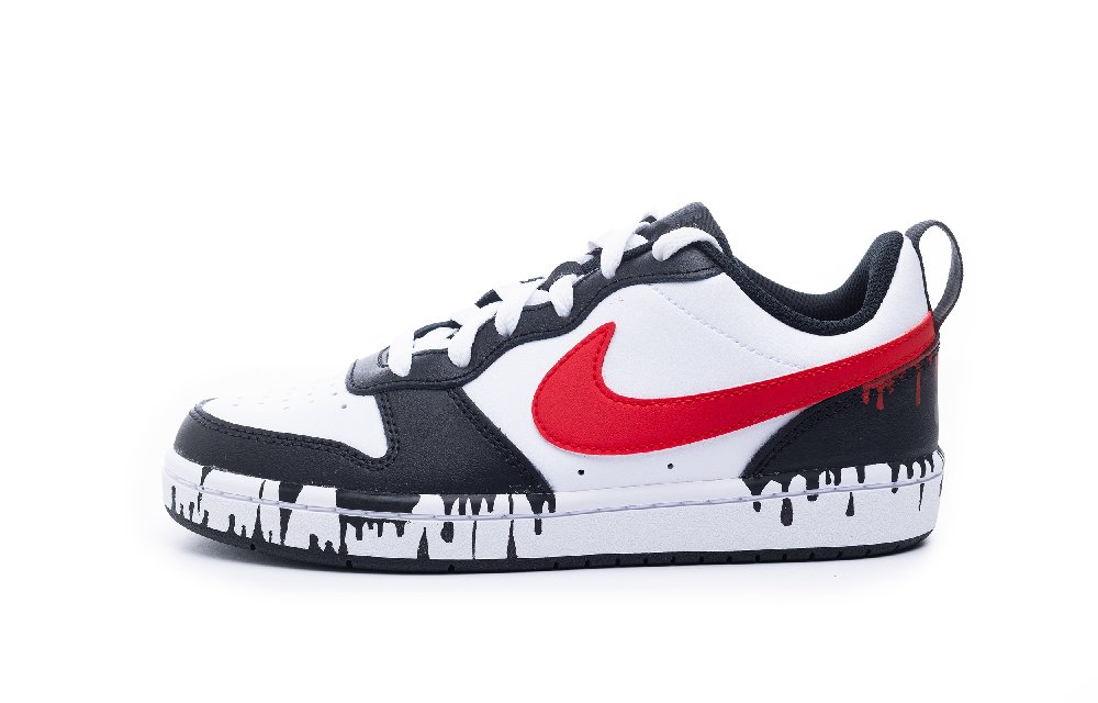 Nike Court Borough Neon Girlish Slip-Resistant Water-Resistant Low-Top Skateboard Shoes Women's Black Red