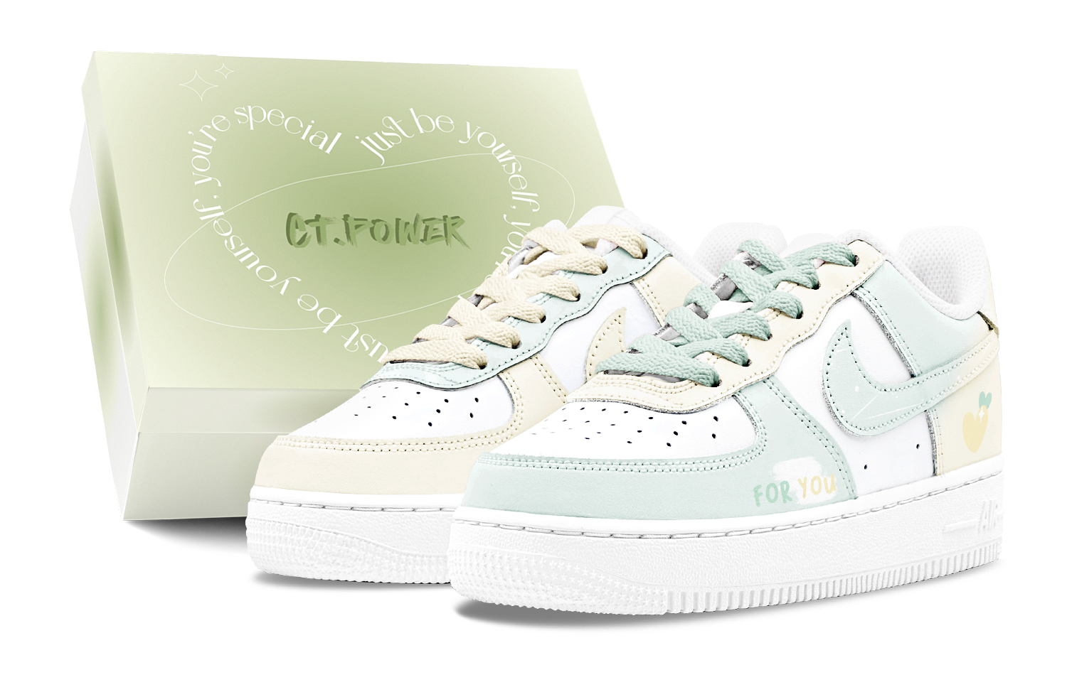 Nike Air Force 1 Air Force 1 Abrasion Resistant Low top Skateboard Shoes Women's Green Yellow