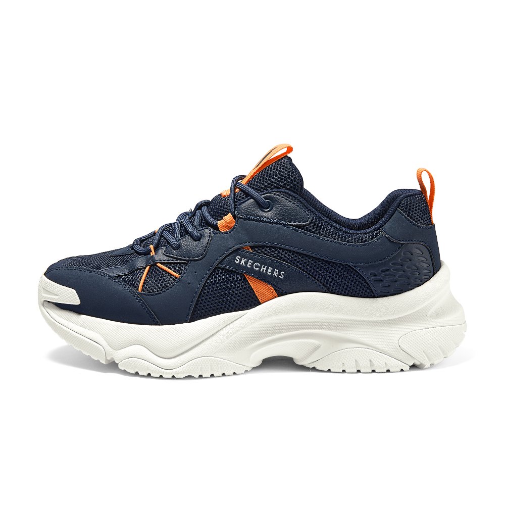 Skechers Anti-Slip Wear-Resistant Low-Top Running Shoes Men's Blue Orange