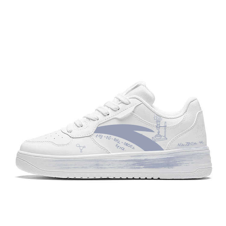 Anta Anti Slip And Wear Resistant Breathable Low Top Skateboard Shoes Unisex White Blue