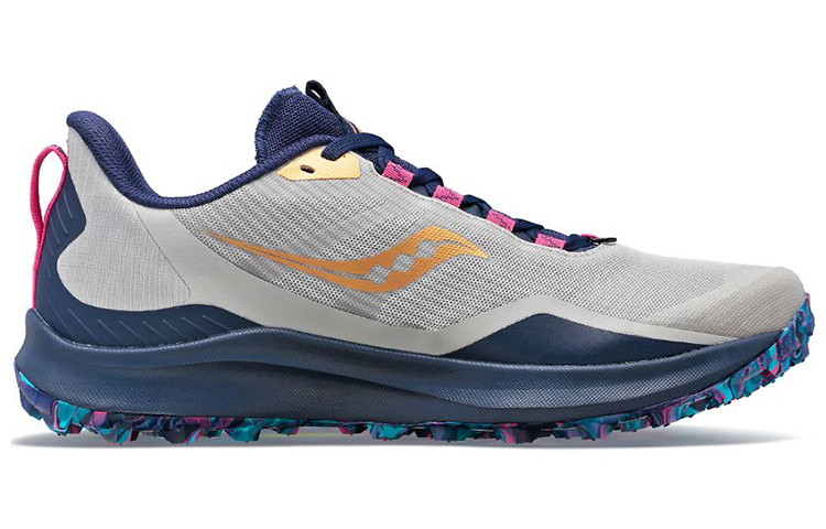 Saucony Peregrine 12 Cushioning, Wear Resistant Low Top Running Shoes Men's Gray Blue Cushioning Trail Running