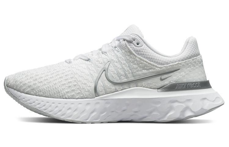 Nike React Infinity Run Flyknit 3 White Metallic Silver Women's